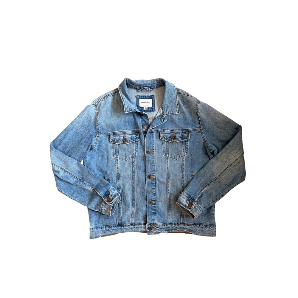 Goodfellow & Co Mens Denim Trucker Jacket Medium Wash Blue XL